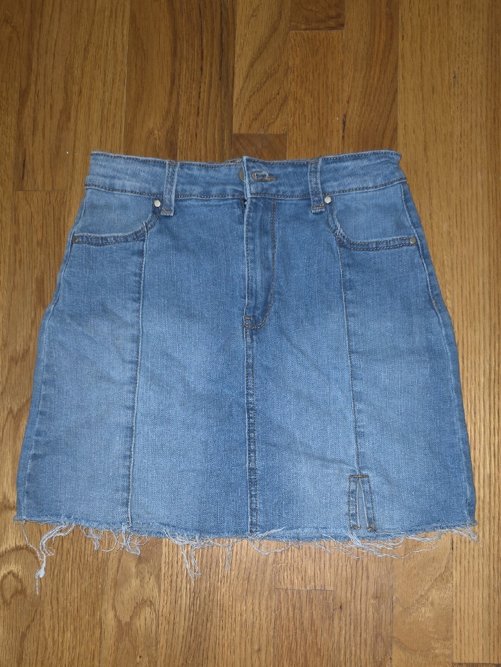 wonder nation Light Blue Denim Mini Skirt with Contrast Stitching